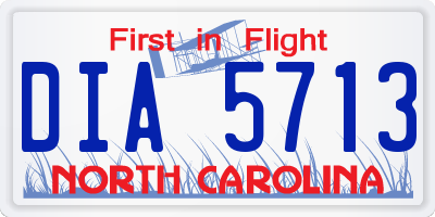 NC license plate DIA5713