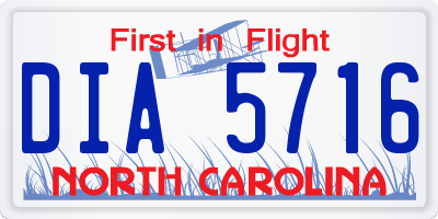 NC license plate DIA5716
