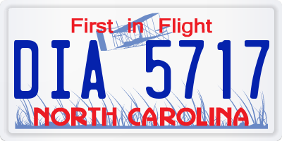 NC license plate DIA5717