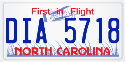NC license plate DIA5718