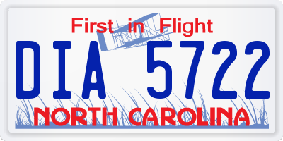 NC license plate DIA5722
