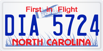 NC license plate DIA5724