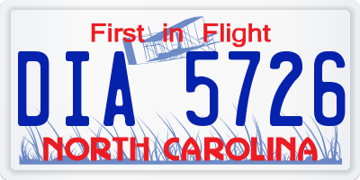 NC license plate DIA5726