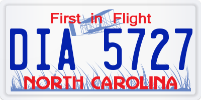 NC license plate DIA5727