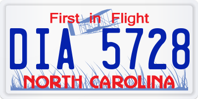 NC license plate DIA5728