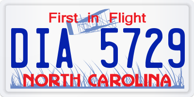 NC license plate DIA5729