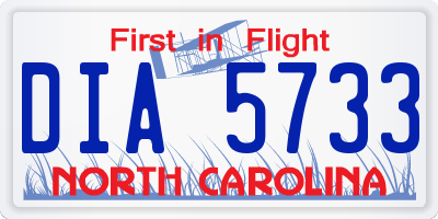 NC license plate DIA5733
