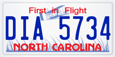 NC license plate DIA5734