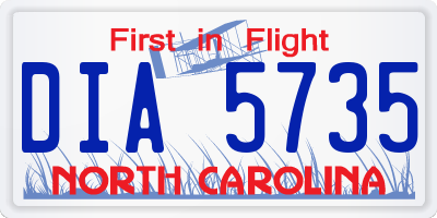 NC license plate DIA5735