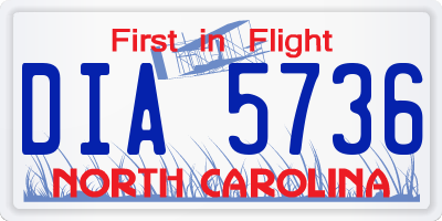 NC license plate DIA5736