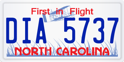 NC license plate DIA5737