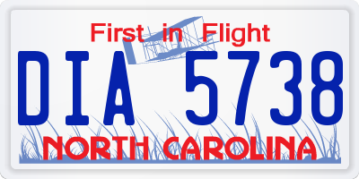NC license plate DIA5738