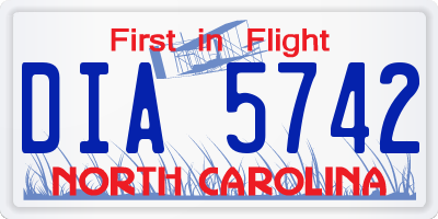 NC license plate DIA5742