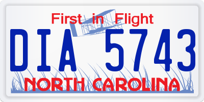 NC license plate DIA5743