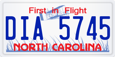 NC license plate DIA5745
