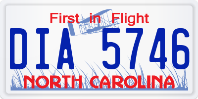 NC license plate DIA5746