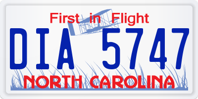 NC license plate DIA5747