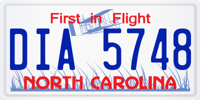 NC license plate DIA5748