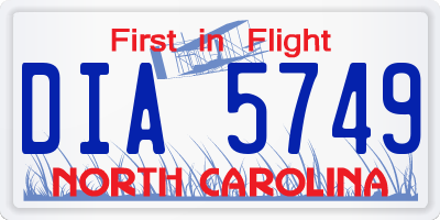 NC license plate DIA5749