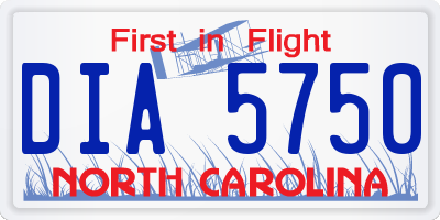 NC license plate DIA5750