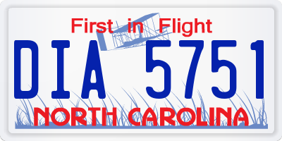 NC license plate DIA5751