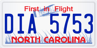 NC license plate DIA5753