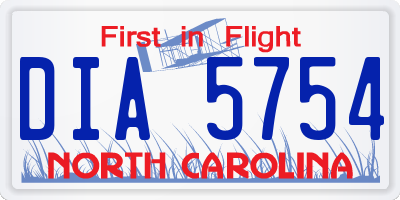 NC license plate DIA5754