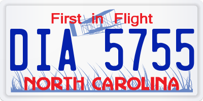 NC license plate DIA5755