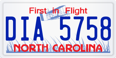 NC license plate DIA5758