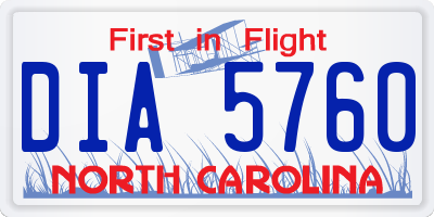 NC license plate DIA5760