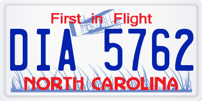 NC license plate DIA5762