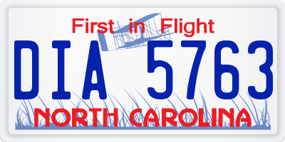 NC license plate DIA5763