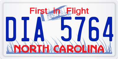 NC license plate DIA5764
