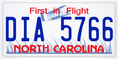 NC license plate DIA5766