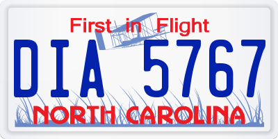 NC license plate DIA5767