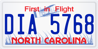 NC license plate DIA5768