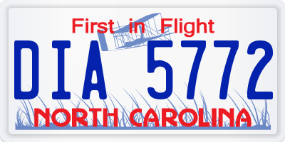 NC license plate DIA5772