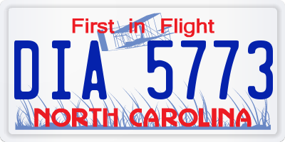 NC license plate DIA5773