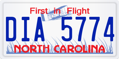 NC license plate DIA5774