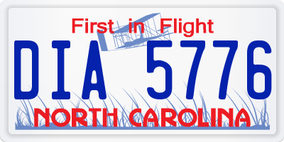 NC license plate DIA5776