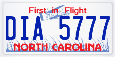 NC license plate DIA5777