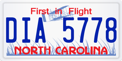 NC license plate DIA5778
