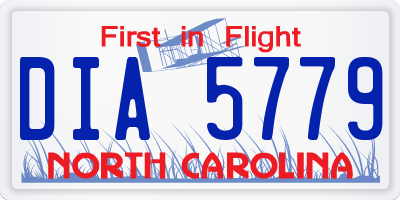 NC license plate DIA5779