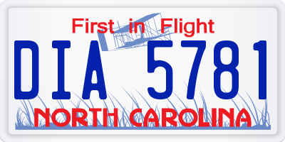 NC license plate DIA5781