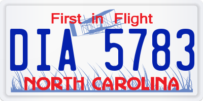 NC license plate DIA5783