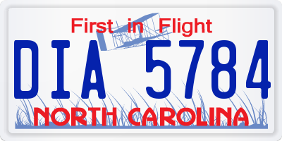 NC license plate DIA5784