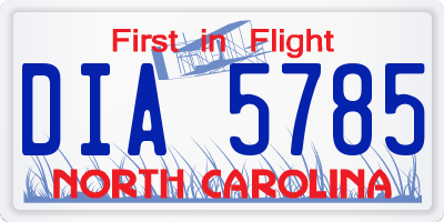 NC license plate DIA5785