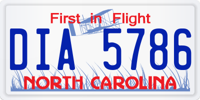 NC license plate DIA5786
