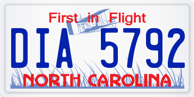 NC license plate DIA5792