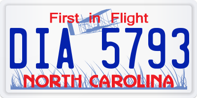 NC license plate DIA5793